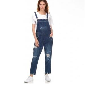 Zara Trafaluc Denimwear Overalls Size Medium Distressed Blue